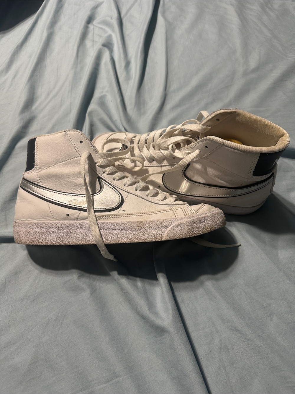 Nike High-Top Sneakers White with Silver Swoosh